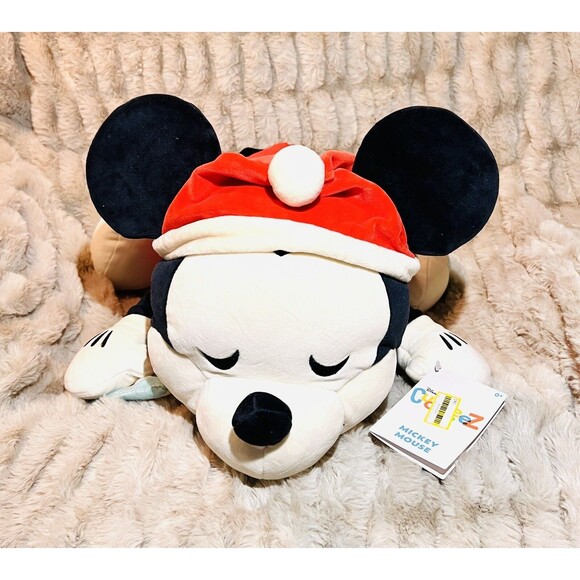 Disney Retro Reimagined Santa Mickey Mouse Sleeping Cuddleez Large Plush 24'' - Picture 3 of 7